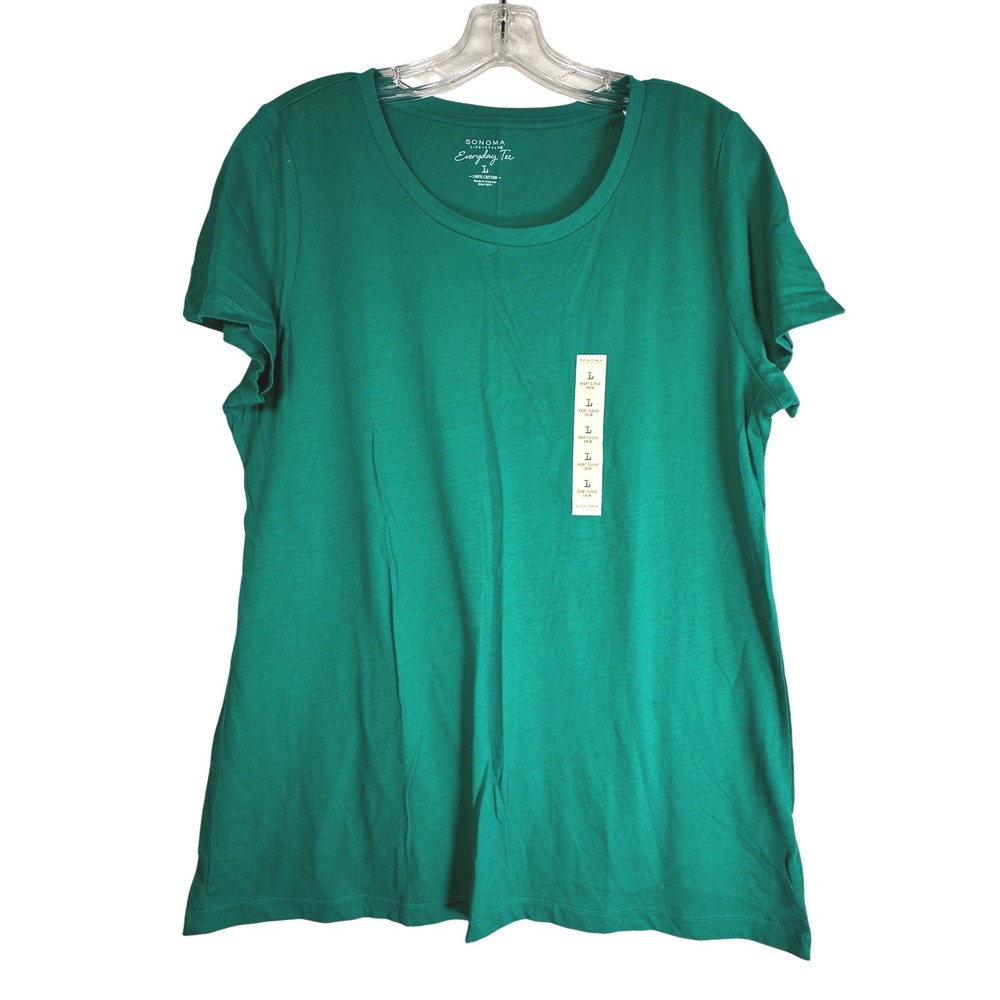 Sonoma Goods for Life Everyday Tee Green Cotton Crew Neck Short Sleeve Large